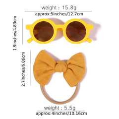 2Pcs Girls Bows Headband & Sunglasses Set