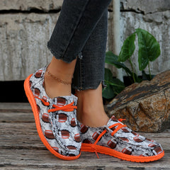 Personality Rugby Print Flat Shoes Women's Slip On Casual Shoes