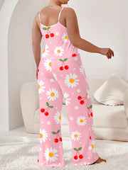 Women's Daisy & Cherry Print Pajama Set