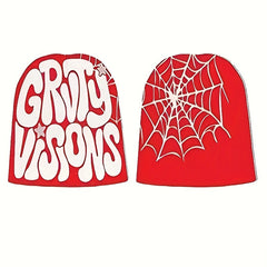 Spider Web Letter Jacquard Beanie Reversible Y2K Hip Hop Couple Knitted