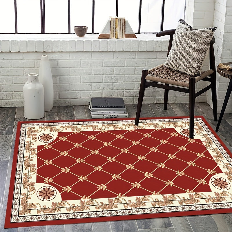 1pc Fluffy Faux Wool Area Rug Non-slip Vintage Oriental Large Carpet
