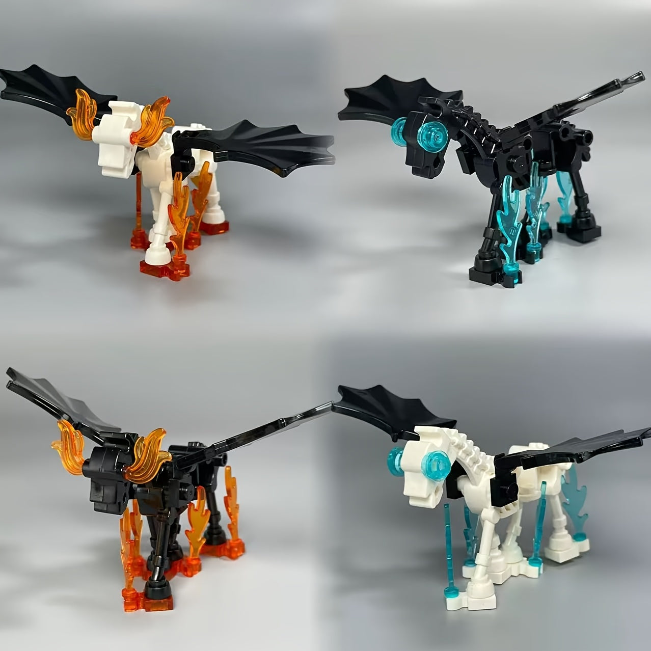 2pcs Halloween Skeleton Knight Legion Horse Mount Building Block Toy