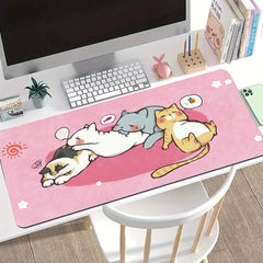 Pink Cat Large Mouse Pad Non Slip Office Desk Mat