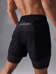 Men's 2-in-1 Drawstring Stretch Sports Shorts for Gym Workout