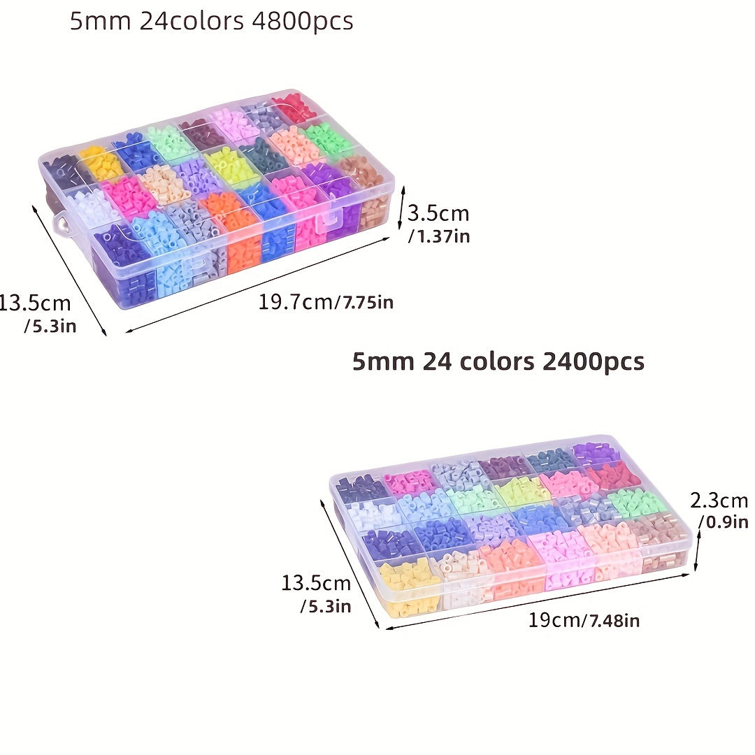 2400pcs 4800pcs 5mm Candy Colors Mixed Beads Fuse Beads Refill Box