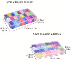 2400pcs 4800pcs 5mm Candy Colors Mixed Beads Fuse Beads Refill Box