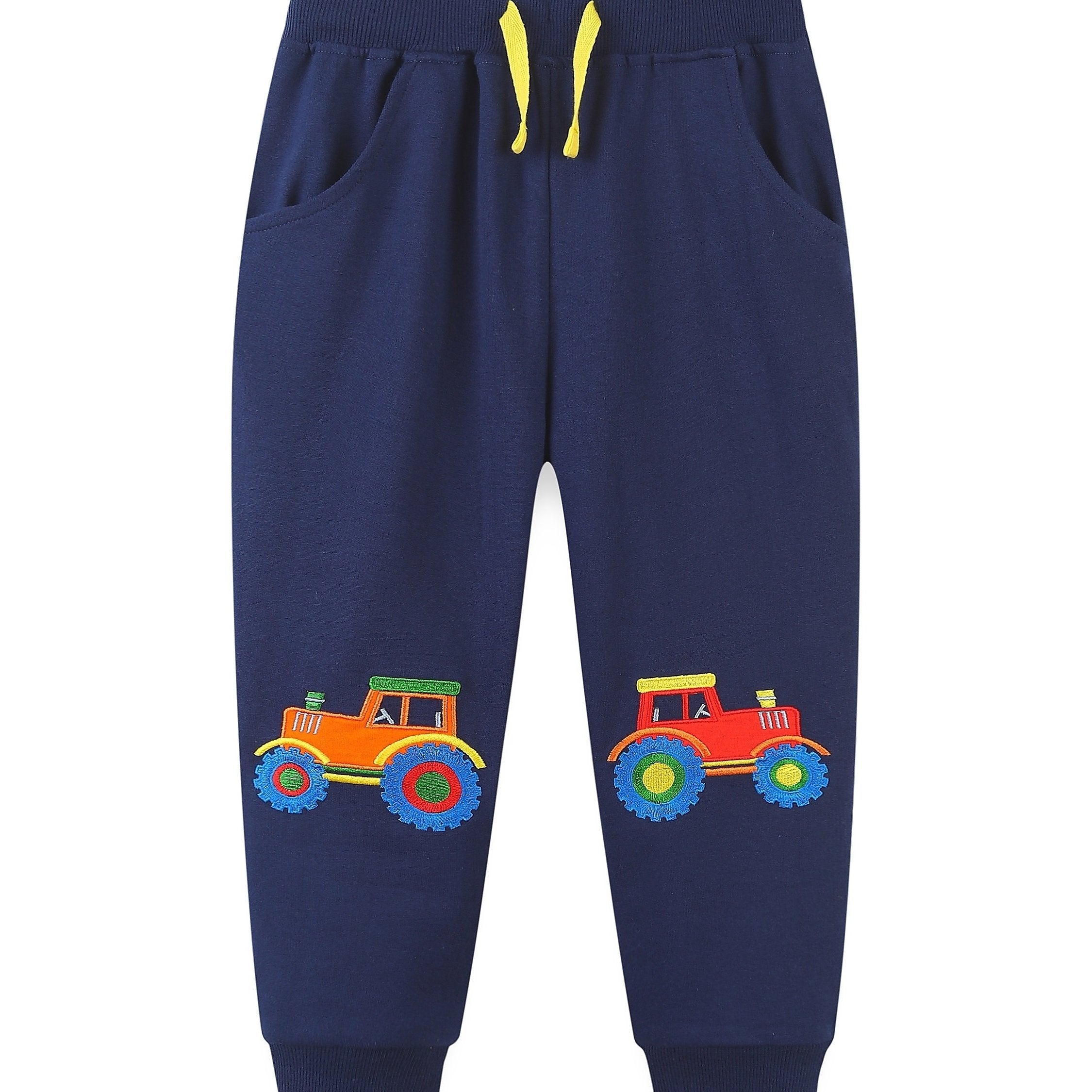 Boys Excavator Embroidered Long Pants Spring Autumn Kids Clothing