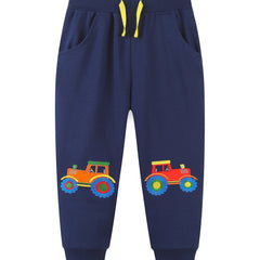 Boys Excavator Embroidered Long Pants Spring Autumn Kids Clothing