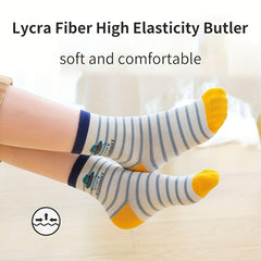 5 Pairs Boys Striped Short Crew Socks for Kids Toddlers Summer