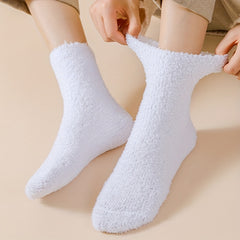 3 Pairs Fuzzy Mid Tube Socks Women's Stockings