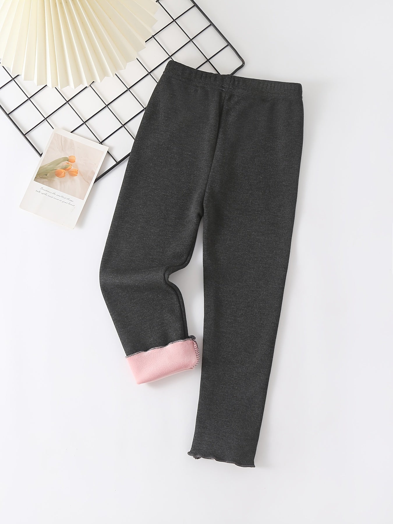 Girls Fleece Thermal Crown Leggings for Autumn and Winter