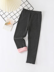 Girls Fleece Thermal Crown Leggings for Autumn and Winter