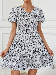 Women's High Waist Slim Ditsy Floral Vacation Mid Length Dresses