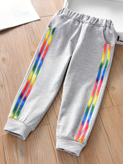 Girls' Rainbow Striped Casual Sports Jogger Pants For Toddler Kids
