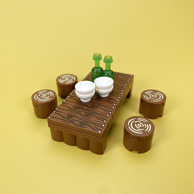 Wooden Bar Set with Stackable Building Toy