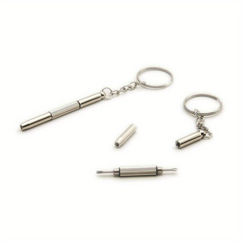 Stainless Steel Eyeglass Repair Screwdriver Keychain Tool Kit