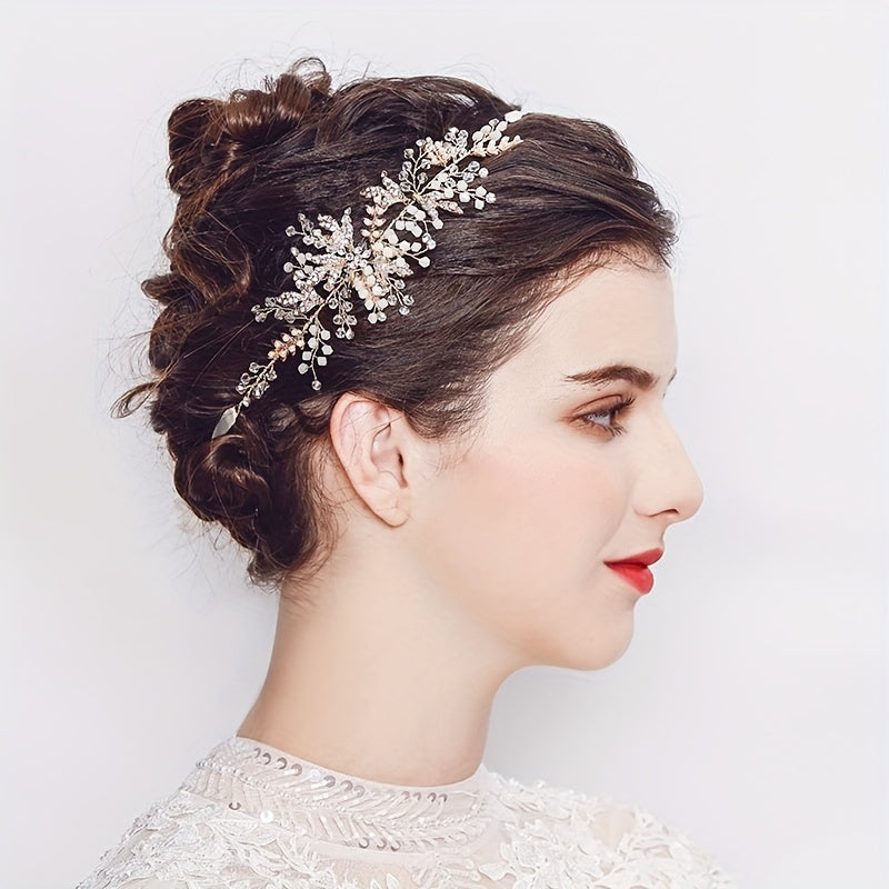 Rhinestone & Faux Pearl Hair Band Bridal Headband Vintage Hair Accessory