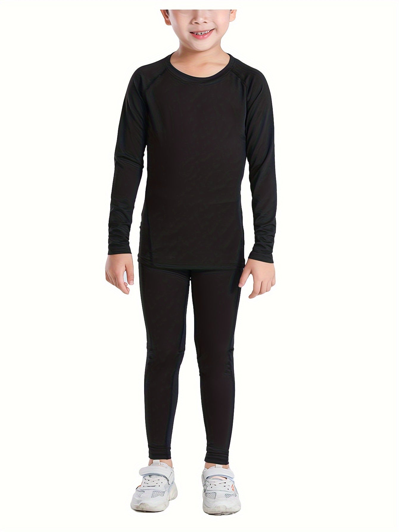Kids Thermal Activewear Set Long Sleeve Top & Pants for Sports/Skiing