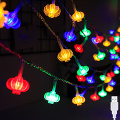 LED Red Lanterns String Lights 40 LEDs Fairy String Lights USB Operated