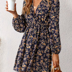 Floral Lantern Sleeve Mini Dress