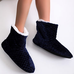 Women's Plush House Boots Slip-On Fuzzy Comfy Short Boots