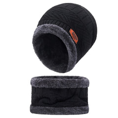 2pcs Unisex Winter Warm Knitted Hat Neck Scarf Touch Screen Gloves