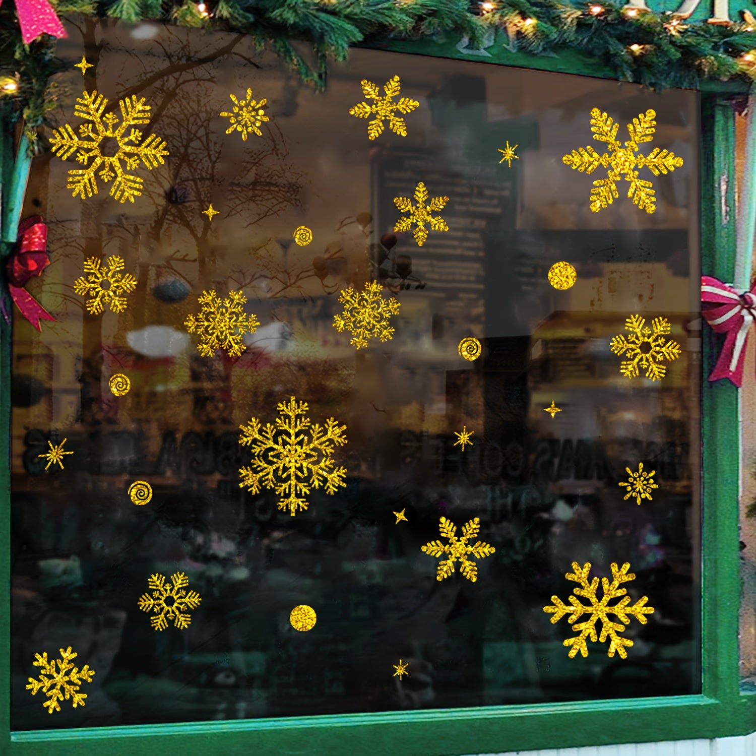 Glitter Snowflake Window Clings Set