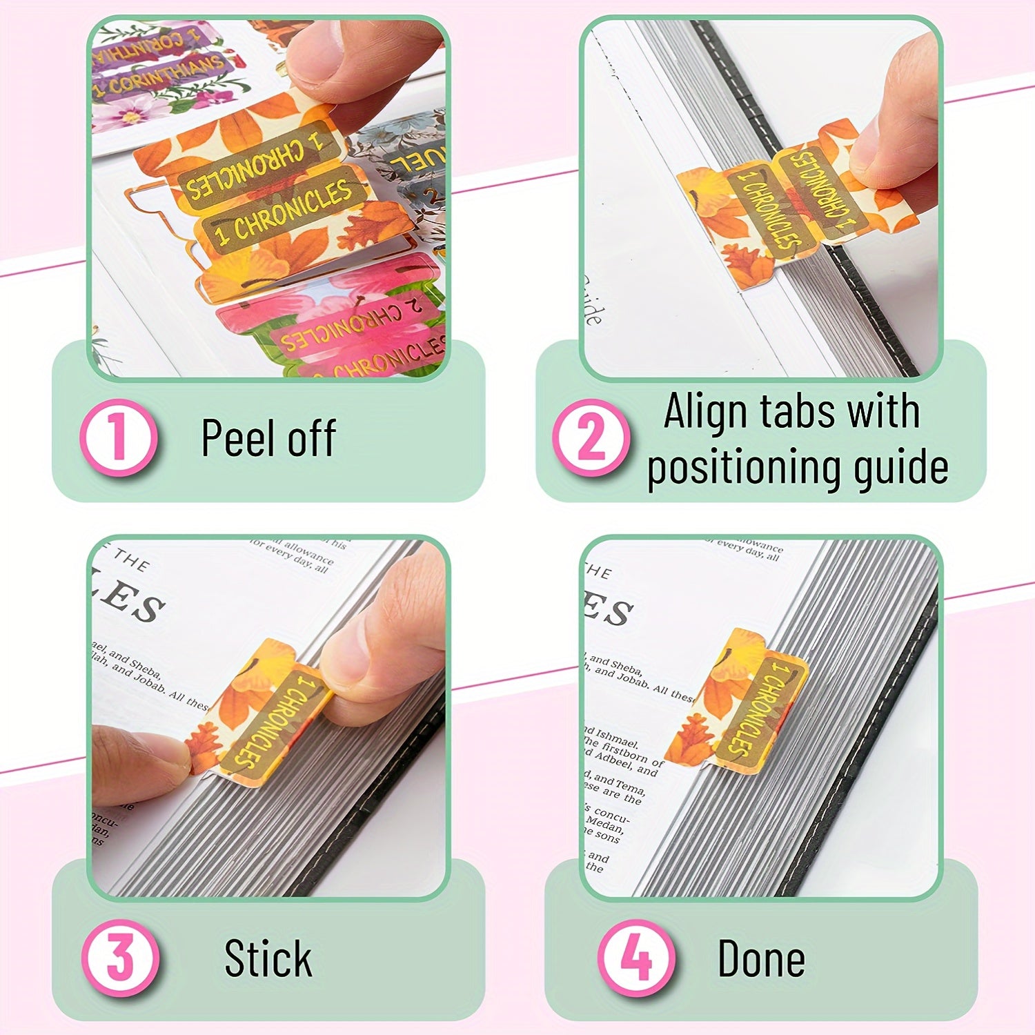 Bible Index Tabs 75pcs Laminated Tabs For Women And Men Golden Foil Easy