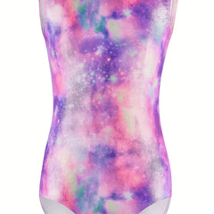 Stretchy Tie Dye Sleeveless Gymnastics Leotard Dance Suit
