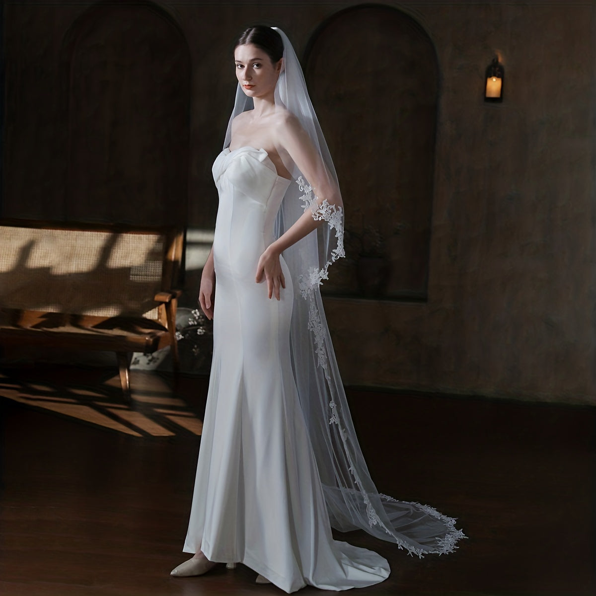 Double Layer Lace Edge Soft Yarn Veil Bridal Wedding Hair Accessories