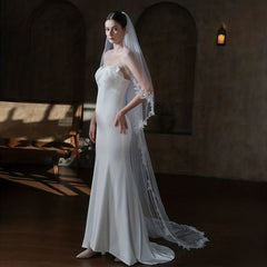 Double Layer Lace Edge Soft Yarn Veil Bridal Wedding Hair Accessories
