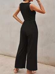 Solid Wide Leg Tank Jumpsuit Casual Sleeveless Jumpsuit