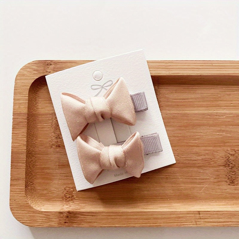 2pcs Fabric Bow Hair Clips for Baby Girls
