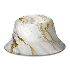 Marble Print Bucket Hat Summer Sun Cap Wide Brim Hat