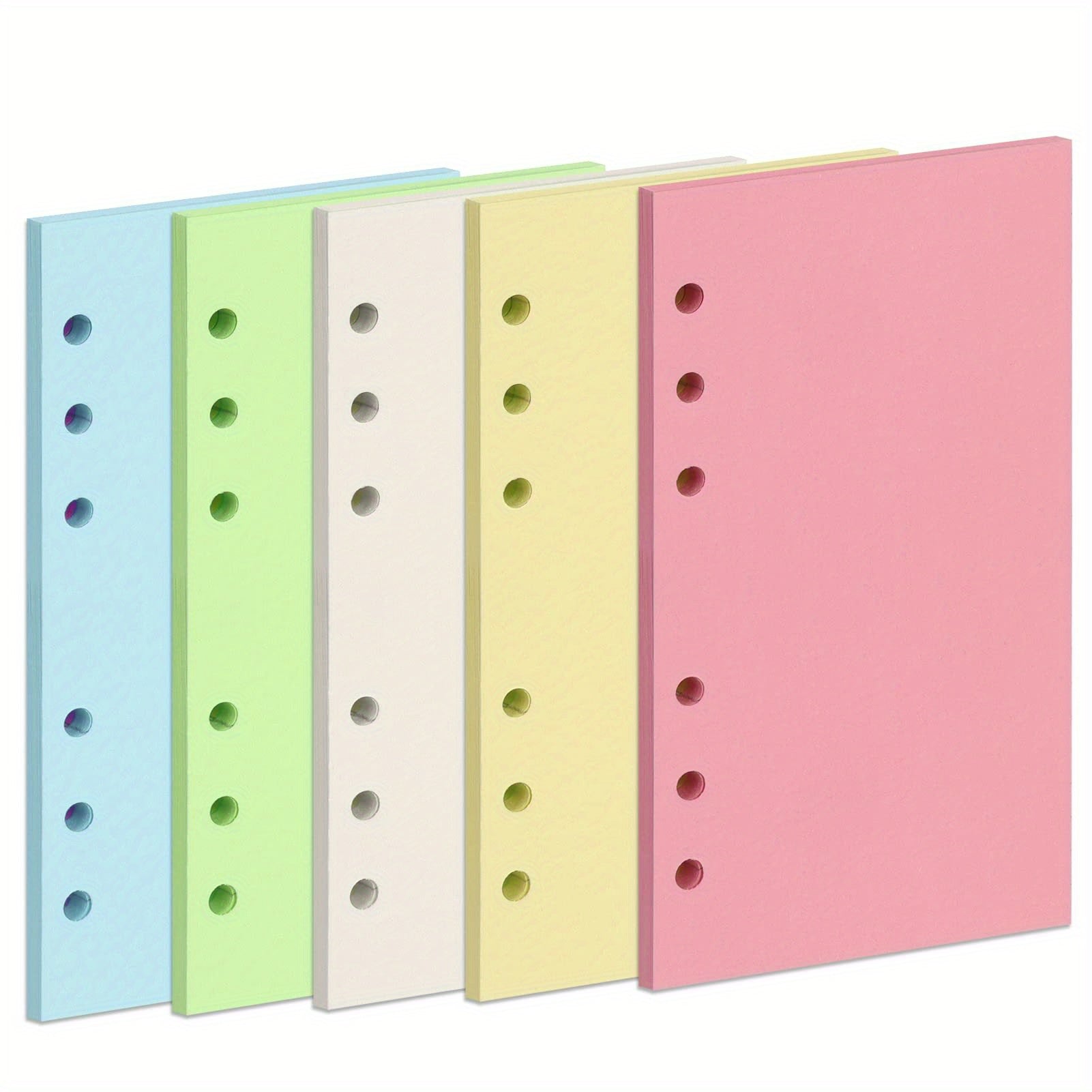 100 Sheets 200 Pages A6 Colorful Refill Paper 5 Colors Thick for 6 Ring Binder