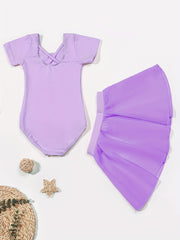 Toddler Girls Workout Dance Dress Set Cross Strap Backless Onesie & Short Skirt
