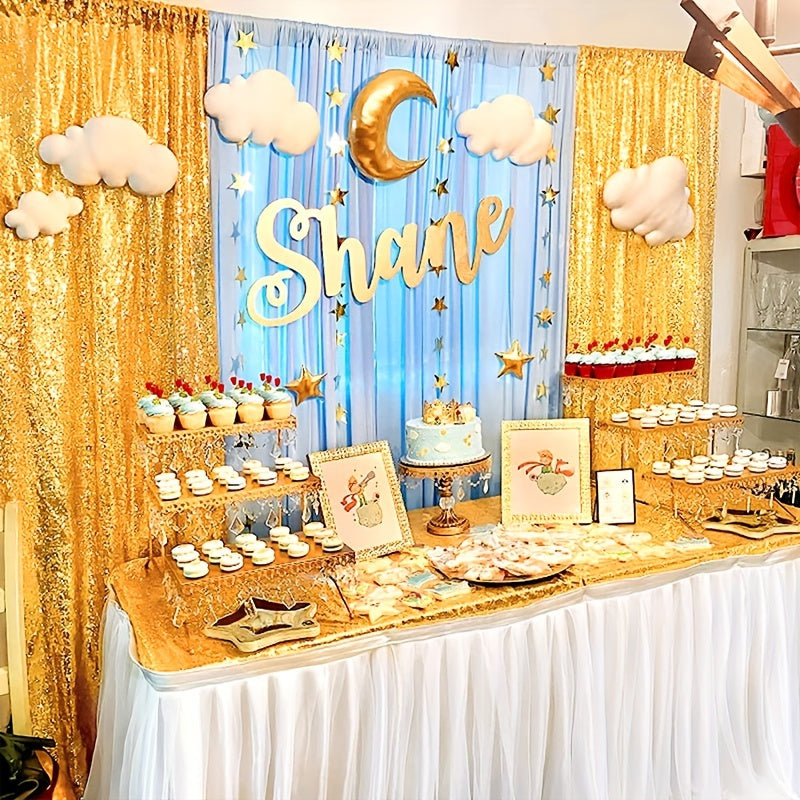 Golden Sequined Mesh Banner Party Supplies