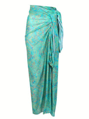 Mesh Sarong Cover Up Tie Side Maxi Skirt