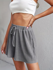 Waffle Knit Drawstring Shorts Casual Shorts