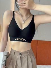 Wireless Push Up Bra Hollow Out Comfy & Breathable Women's Lingerie