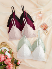5pcs Lace Wireless Bras Comfortable Intimates Bra Women's Lingerie