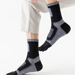 Men's Cotton Mid-calf Five Finger Socks - Outdoor Mountaineering Running