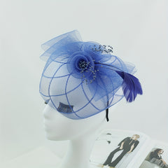 Boho Mesh Bridal Hat with Lace & Flowers for Weddings & Events