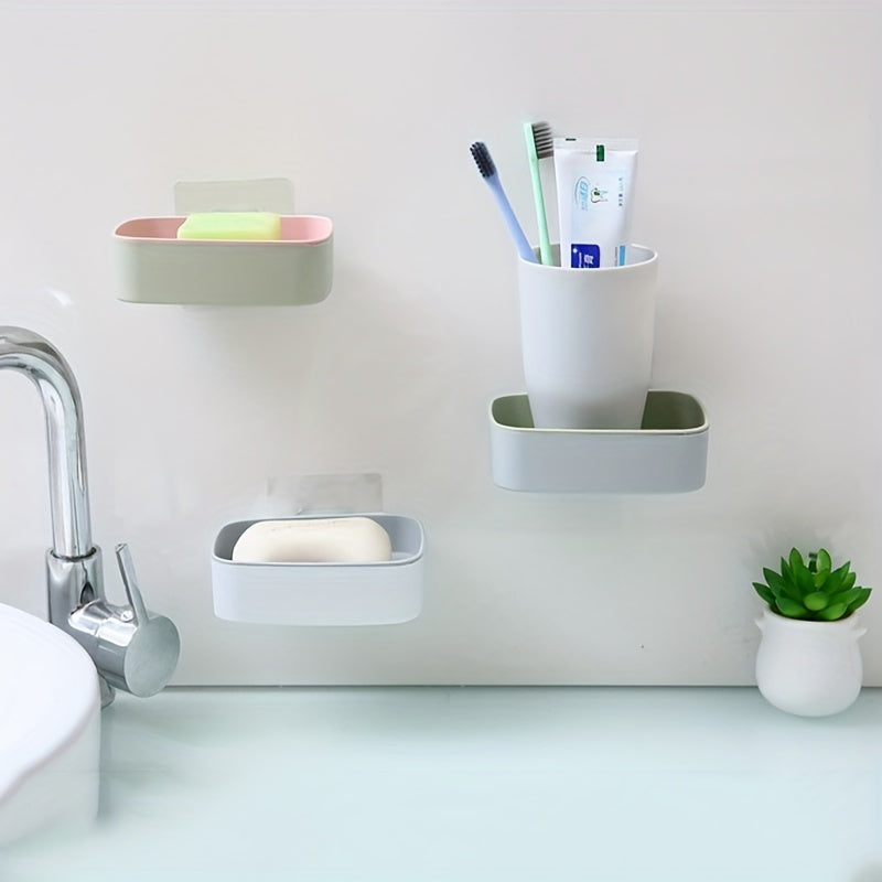 Smiling Face Double Layer Soap Holder Wall Mounted Soap Dish Plastic Soap Tray