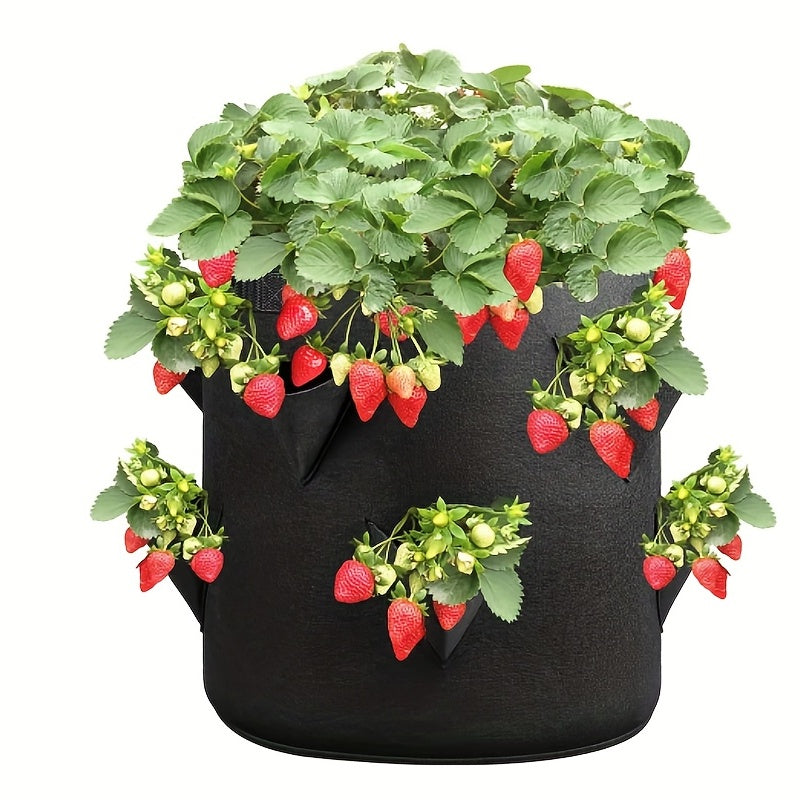 Strawberry Planting Bag, 8 Holes, Reinforced Handle, Breathable Non-woven Fabric
