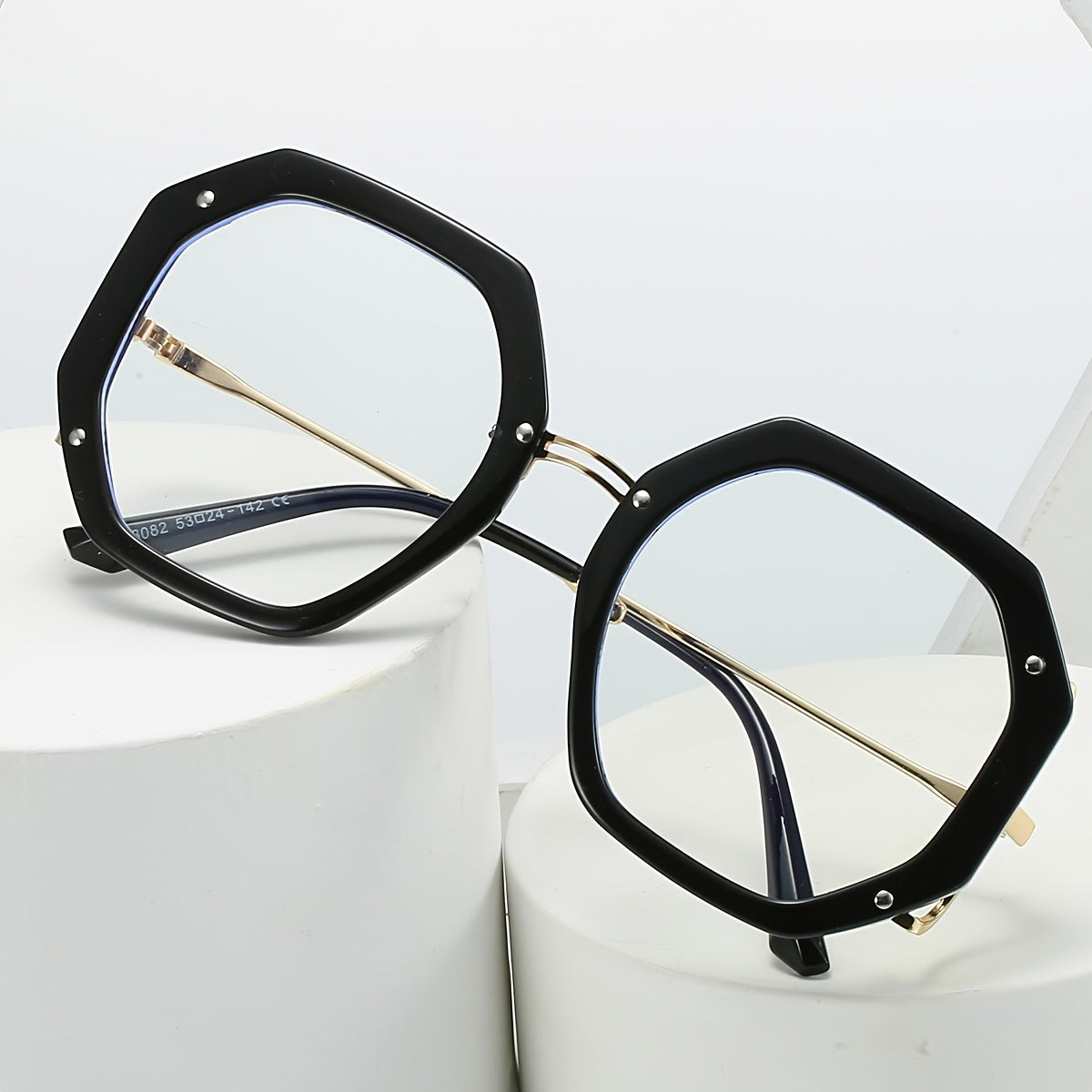 Metal Polygon Frame Light Blocking Glasses for Women Unisex
