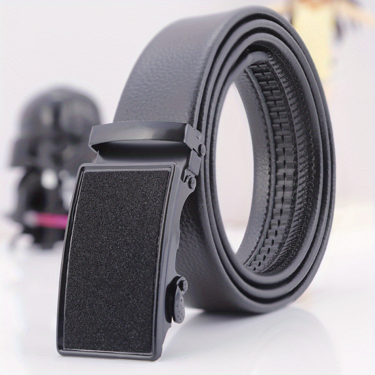 Men's Business Automatic Buckle Pattern Belt Leather Belt