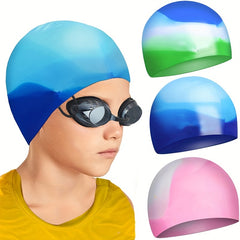 Soft Elastic Silicone Swimming Cap Waterproof for Bathing Pool
