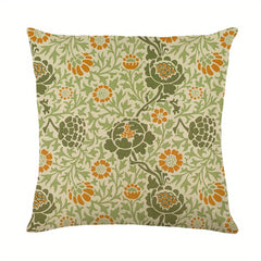 Bohemian Flowers Leaves Print Pillow Case Yellow Green 100% Polyester