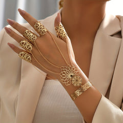 Gothic Punk Style Exaggerated Finger Ring Bracelet Hip Hop Style Hand Jewelry